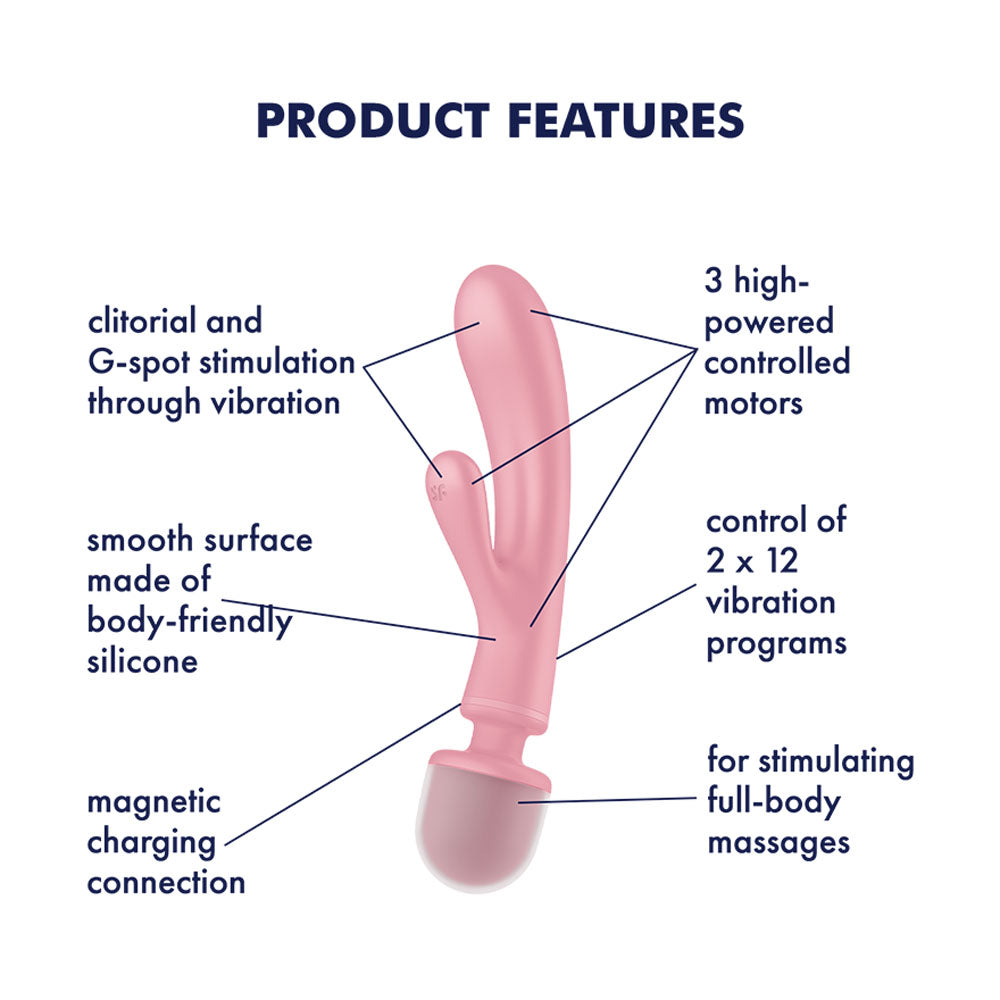 Satisfyer Triple Lover - USB Rechargeable Rabbit Vibrator and Massage Wand
