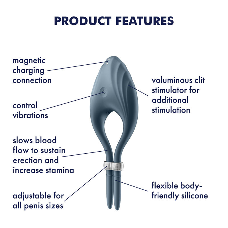 Satisfyer Duelist - Dark Vibrating Adjustable Lasso Cock Ring