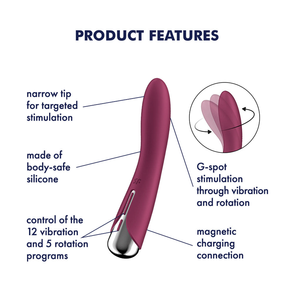 Satisfyer Spinning Vibe 1 - - 17.8 cm USB Rechargeable Rotating Vibrator