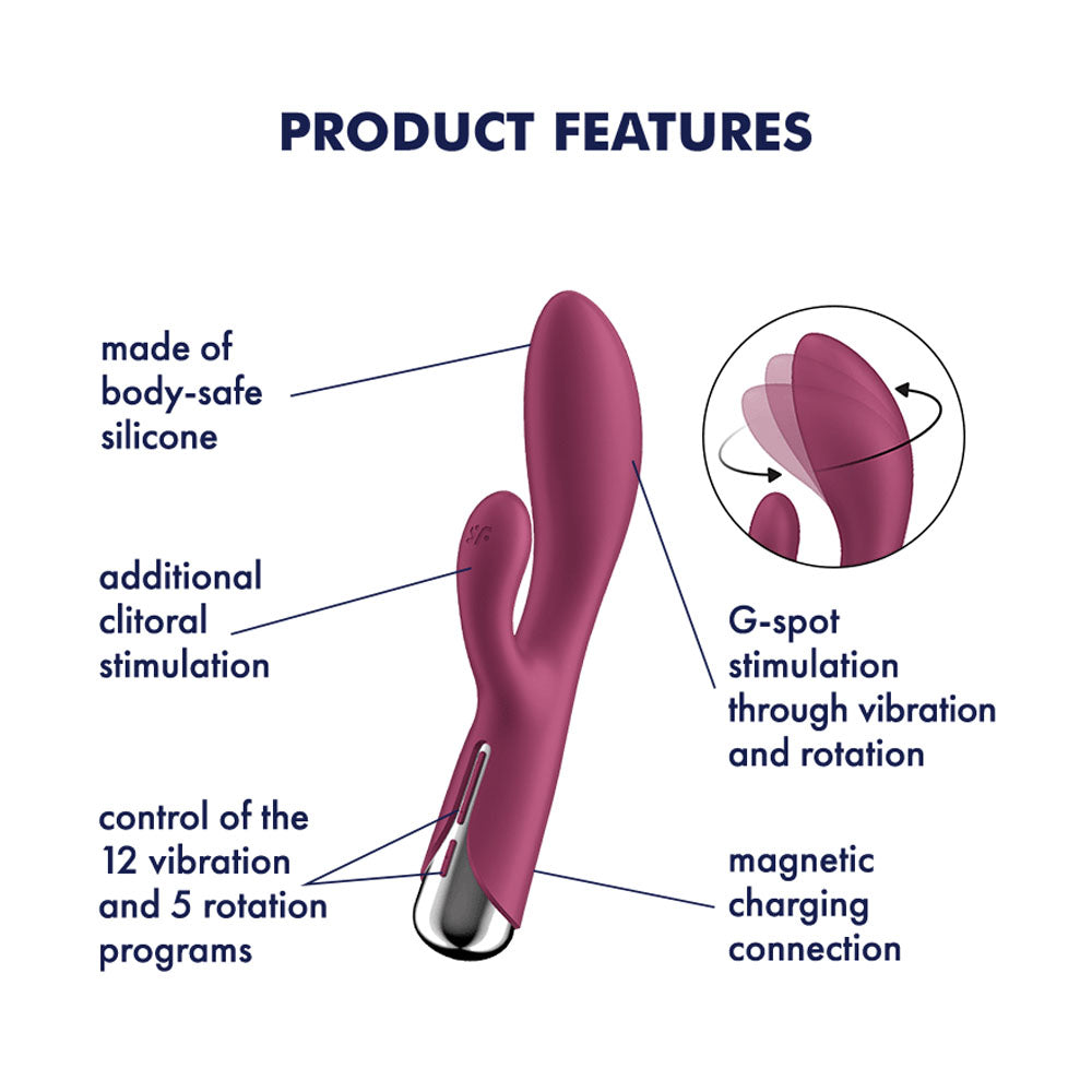 Satisfyer Spinning Rabbit 1 - - 20 cm USB Rechargeable Rotating Rabbit Vibrator