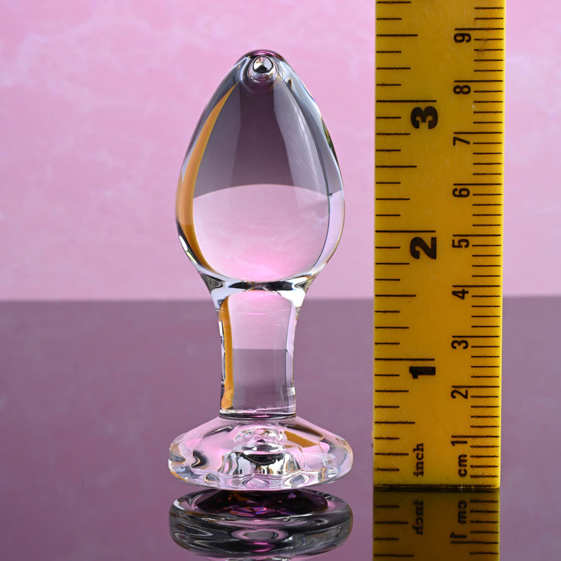 Adam & Eve PINK GEM GLASS PLUG MEDIUM - Glass 8.7 cm Butt Plug with Pink Gem Base
