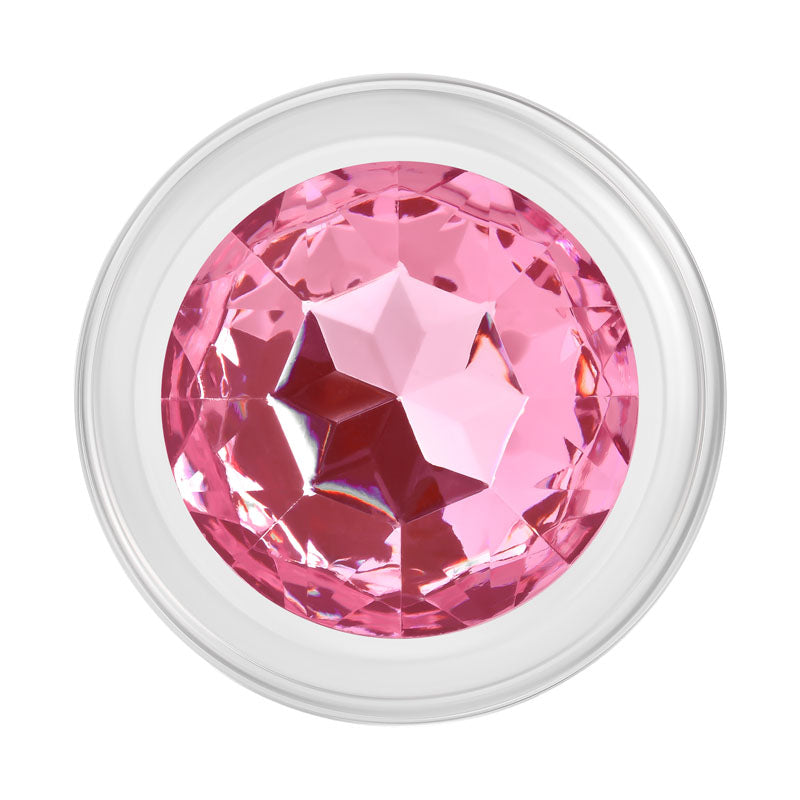 Adam & Eve PINK GEM GLASS PLUG MEDIUM - Glass 8.7 cm Butt Plug with Pink Gem Base