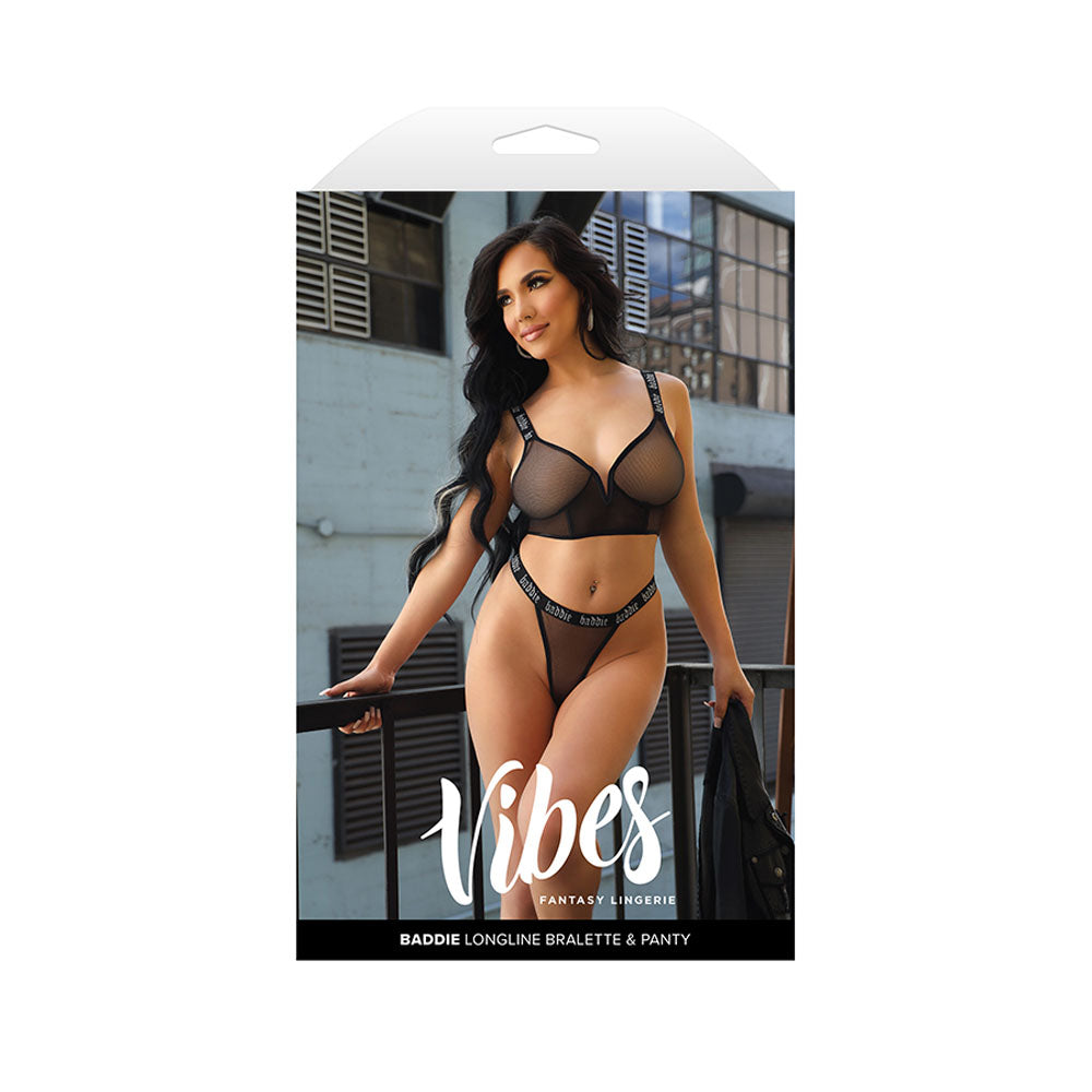 VIBES BADDIE Longline Bralette & Panty - S/M - - S/M Size