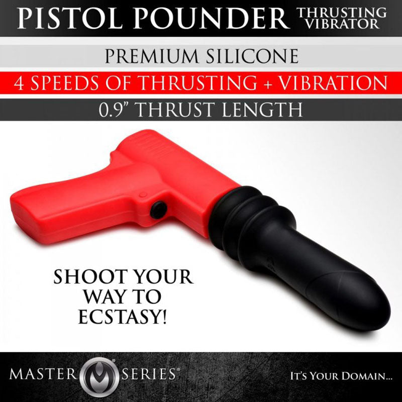 Master Series Pistol Pounder Thrusting Vibrator - /Red Thrusting Vibrator with Gun Handle