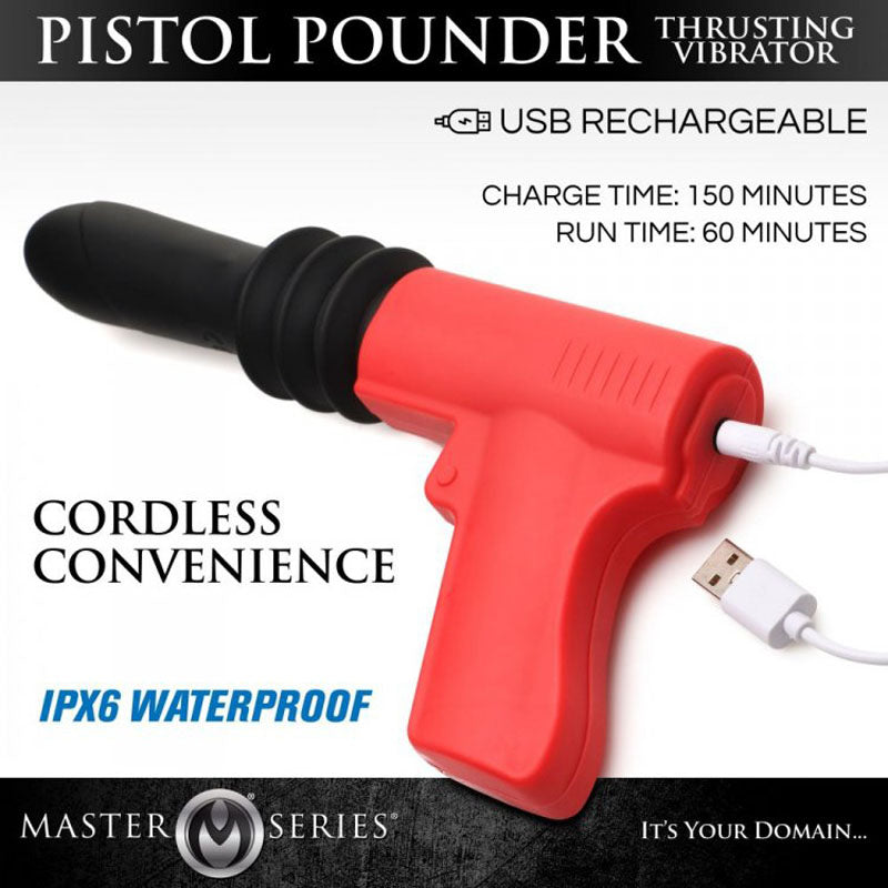 Master Series Pistol Pounder Thrusting Vibrator - /Red Thrusting Vibrator with Gun Handle
