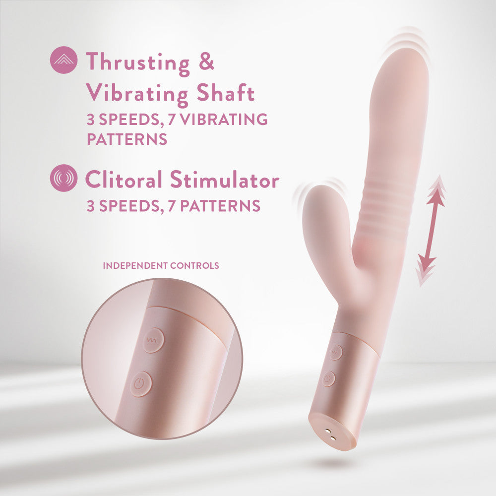 Blush - Fraya - - 24.1 cm USB Rechargeable Thrusting Rabbit Vibrator