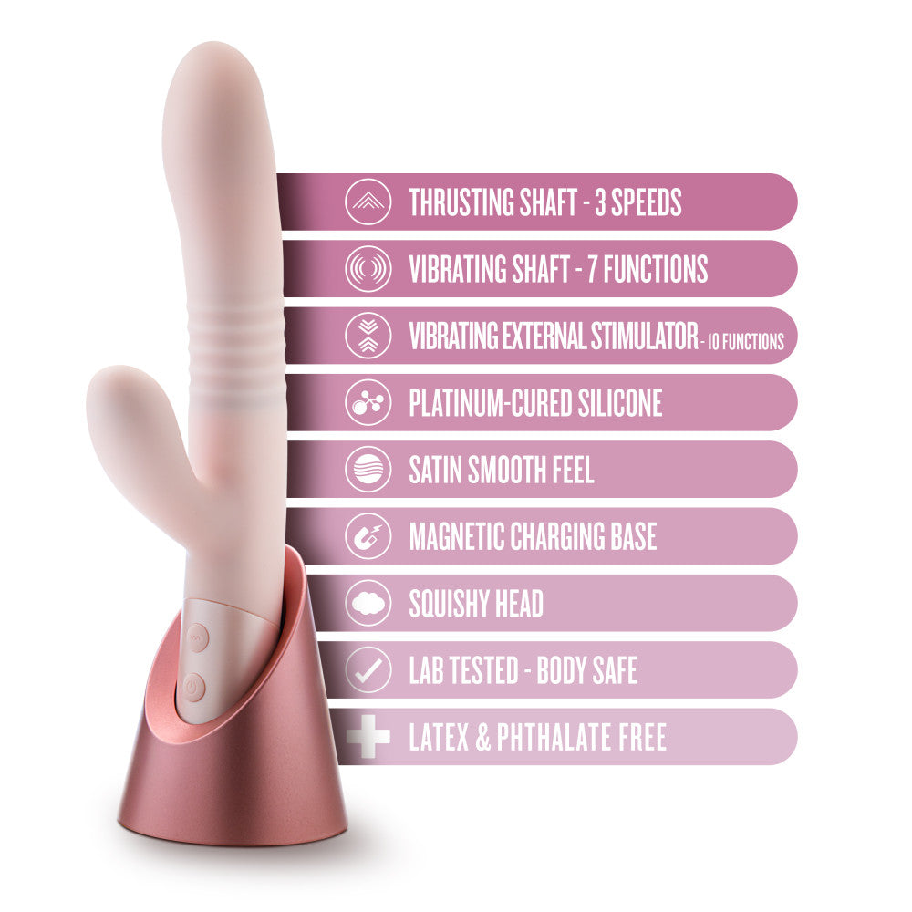 Blush - Fraya - - 24.1 cm USB Rechargeable Thrusting Rabbit Vibrator