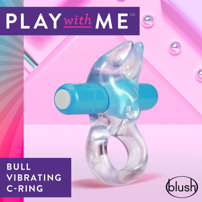 Play With Me Bull Vibrating C-Ring - Clear/ Vibrating Cock Ring