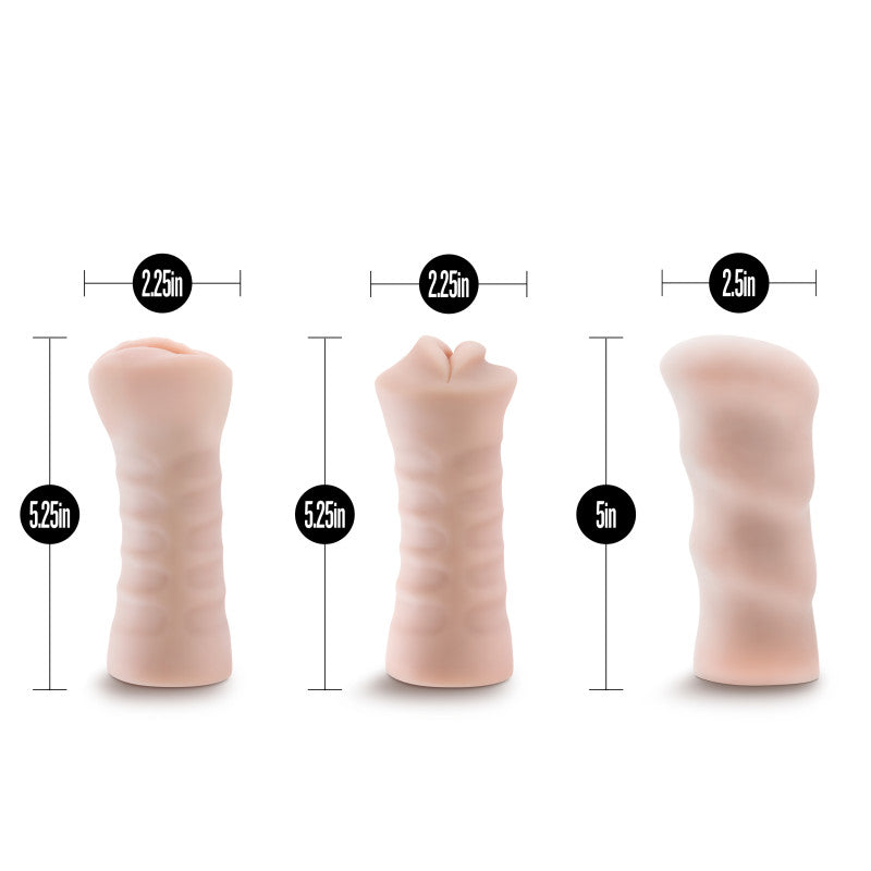 M For Men 3-Pack Self-Lubricating Vibrating Strokers - Vibrating Strokers - 3 Pack