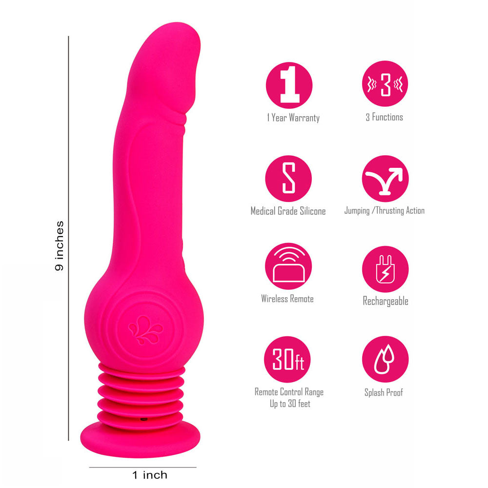 Maia TEGAN - 23.6 cm USB Rechargeable Jumping Vibrating Dong with Remote