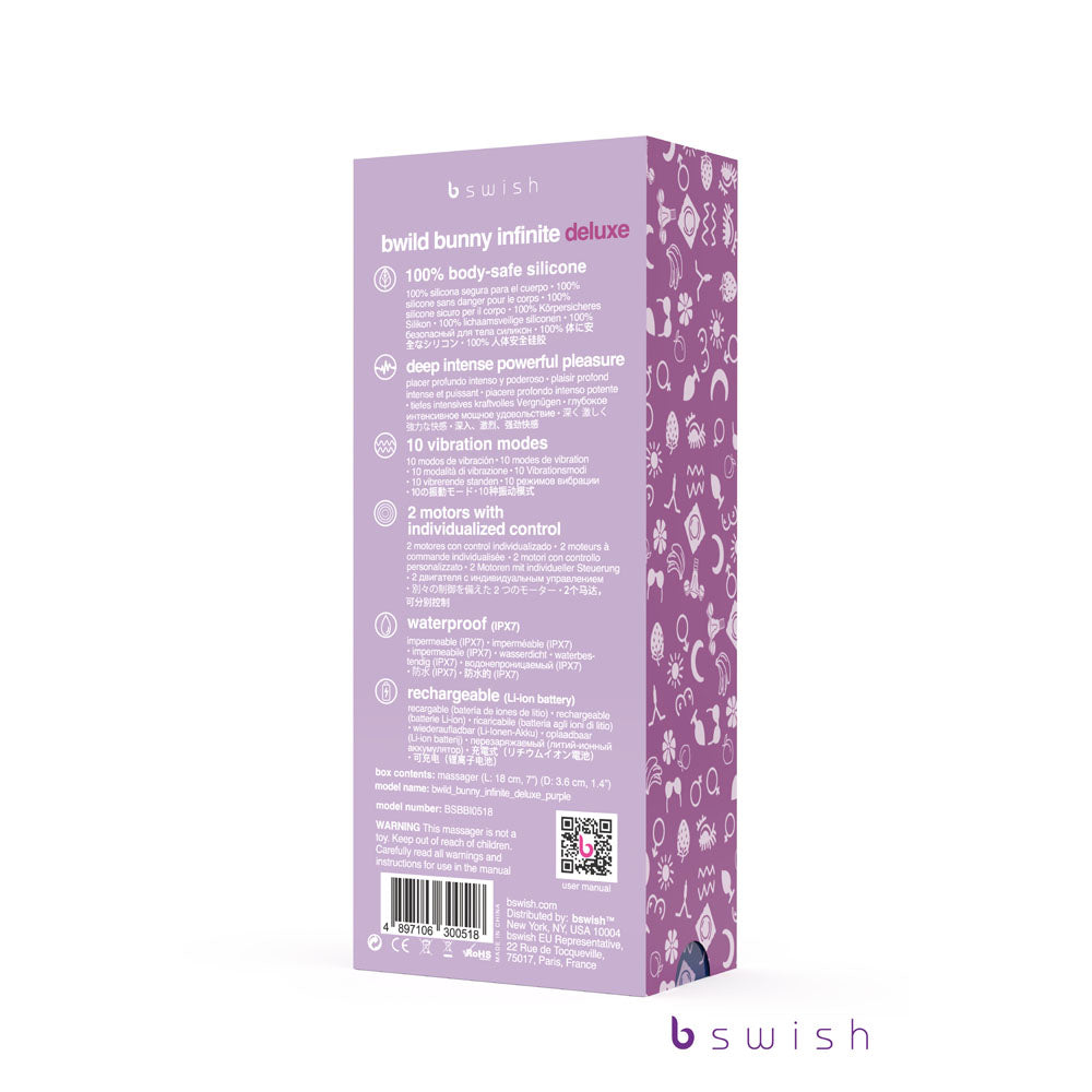 Bwild Bunny Infinite Deluxe - - 19.3 cm USB Rechargeable Rabbit Vibrator