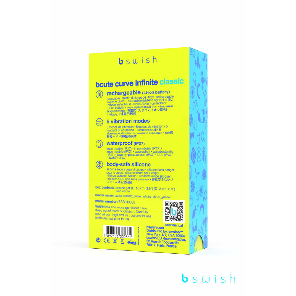 Bcute Curve Infinite Classic - Citrus - 10 cm USB Rechargeable Vibrator