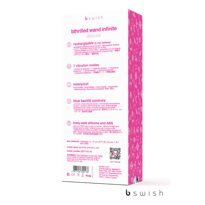 Bthrilled Premium - Noir - 21 cm USB Rechargeable Massage Wand