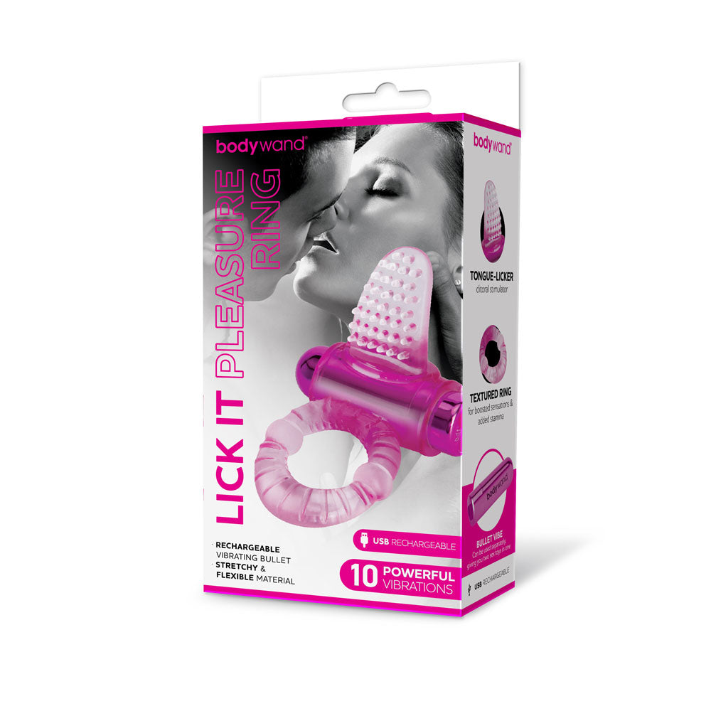 Bodywand Rechargeable Lick It Pleasure Ring - USB Rechargeable Vibrating Cock Ring