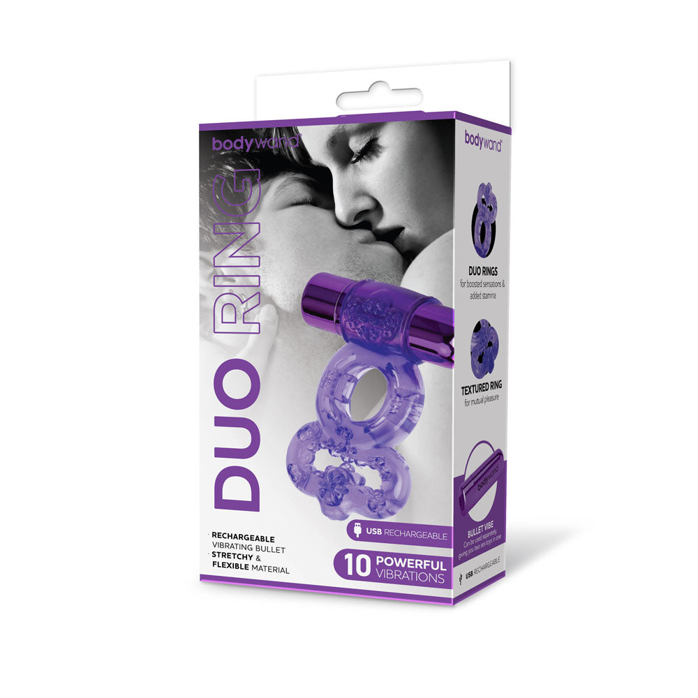 Bodywand Rechargeable Duo Ring - USB Rechargable Vibrating Cock Ring