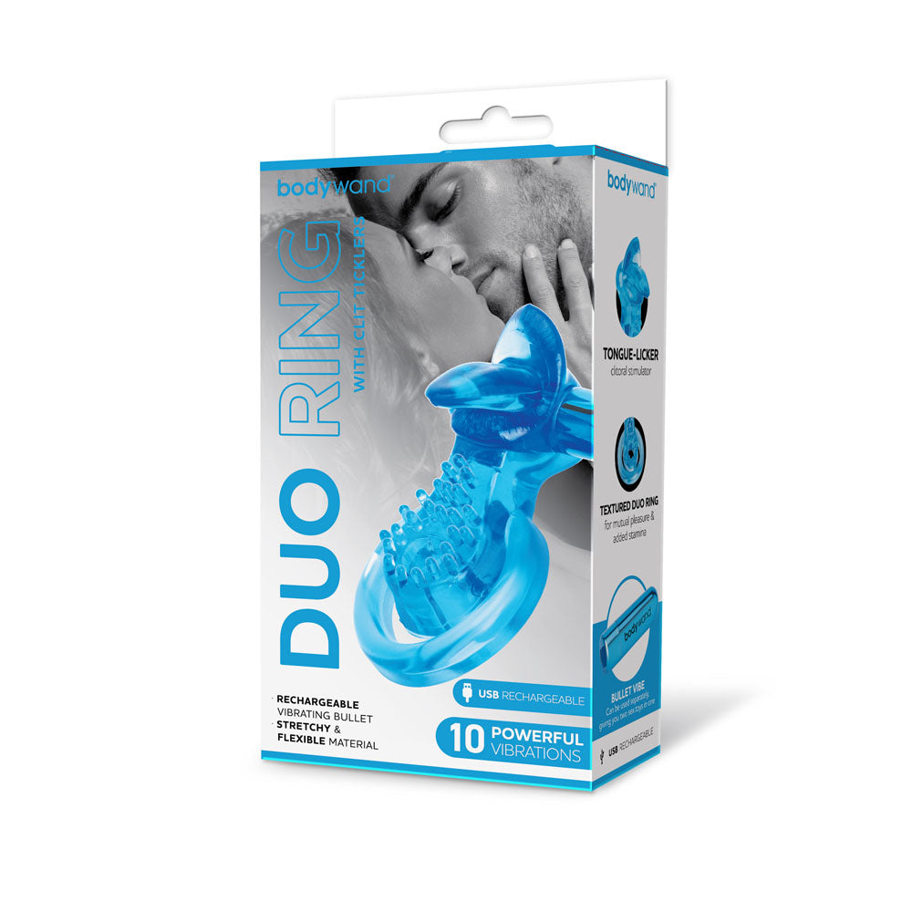 Bodywand Rechargeable Duo Ring with Clit Tickler - USB Rechargeable Vibrating Cock Ring