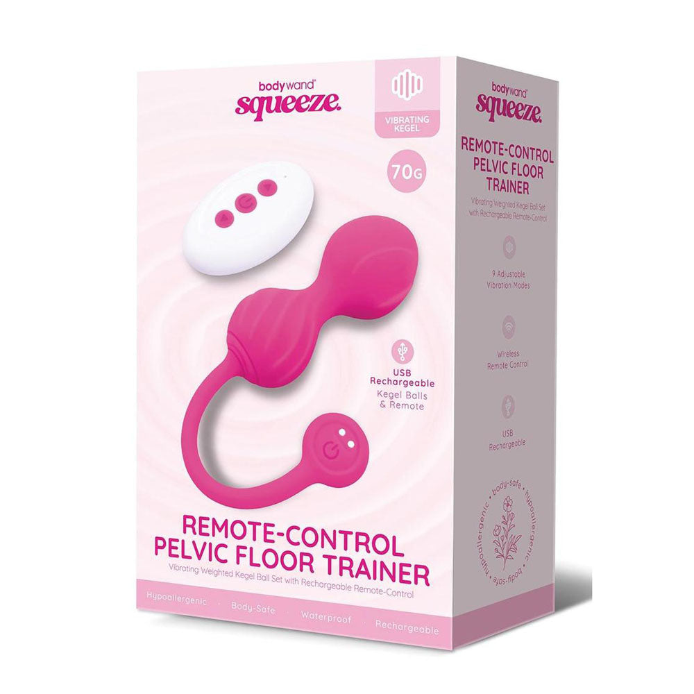 Bodywand Squeeze Remote-Control Pelvic Floor Trainer - USB Rechargeable Weighted Kegel Balls with Remote
