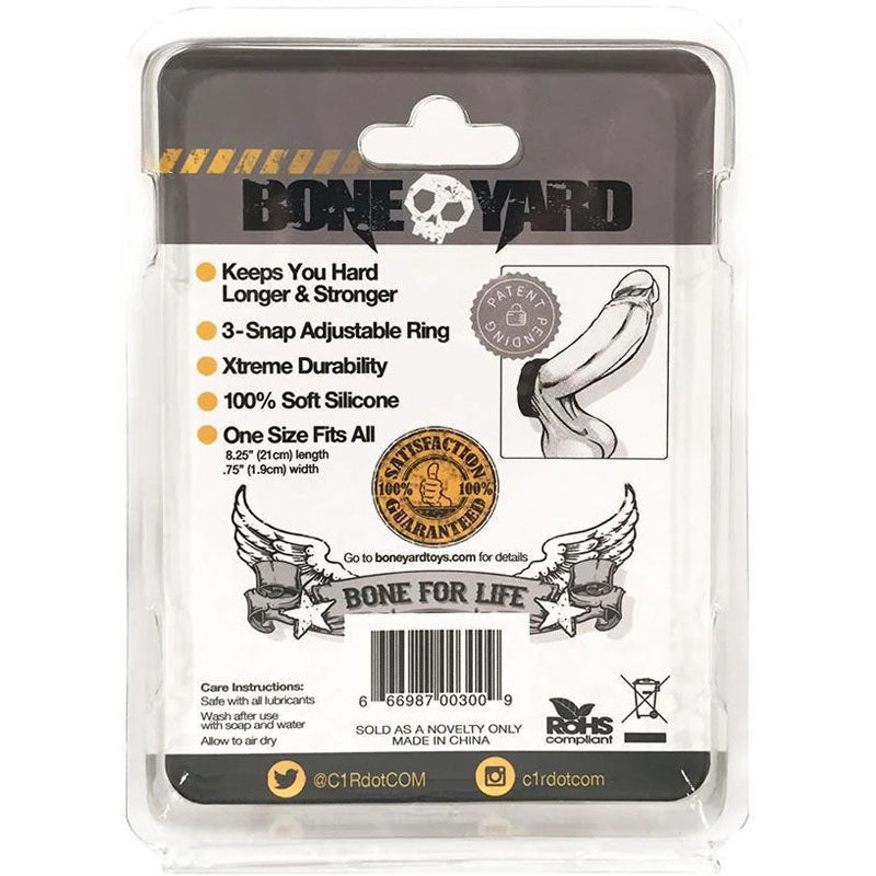 Boneyard Silicone Cock Strap - 3-Snap Adjustable Cock Ring