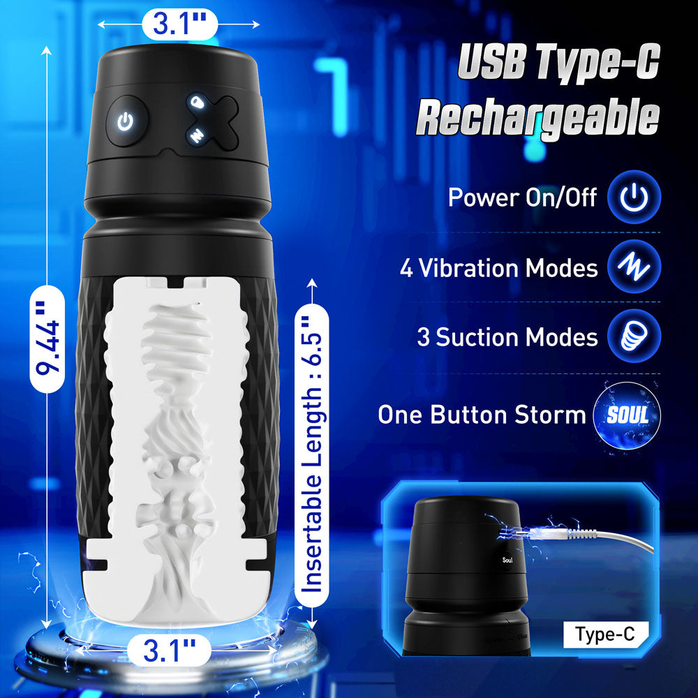 CyberSkin B-Warrior - USB Rechargeable Sucking & Vibrating Auto Masturbator