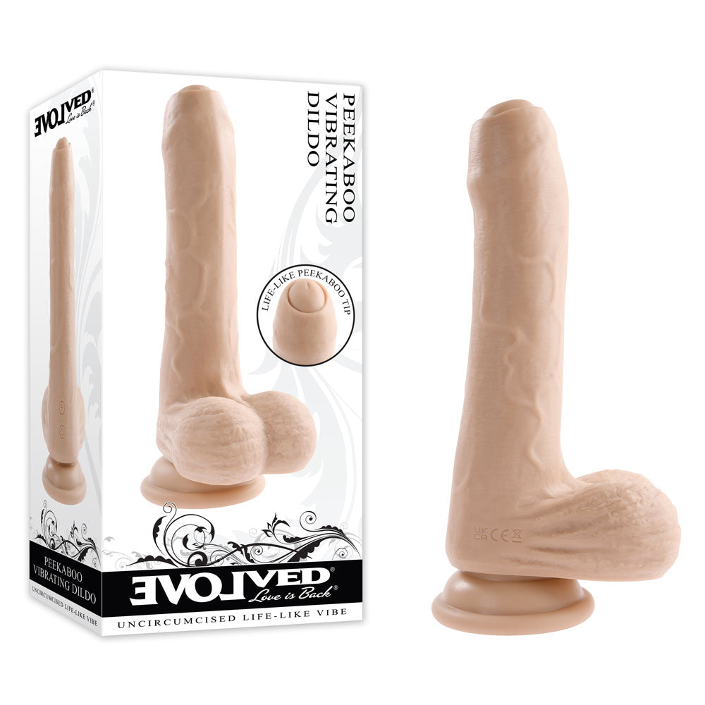 Evolved PEEK A BOO VIBRATING DILDO LIGHT - 20.3 cm USB Rechargeable Vibrating Uncut Dong