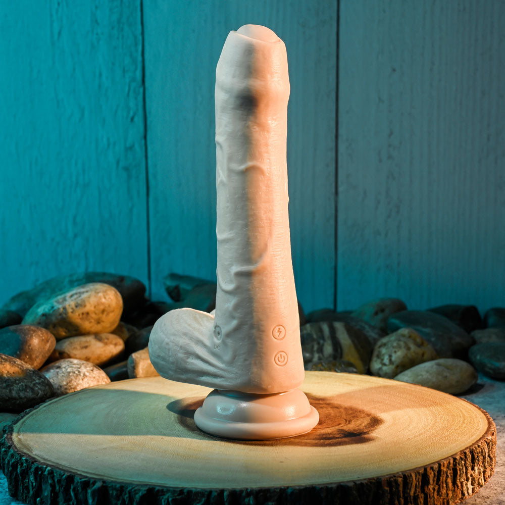 Evolved PEEK A BOO VIBRATING DILDO LIGHT - 20.3 cm USB Rechargeable Vibrating Uncut Dong