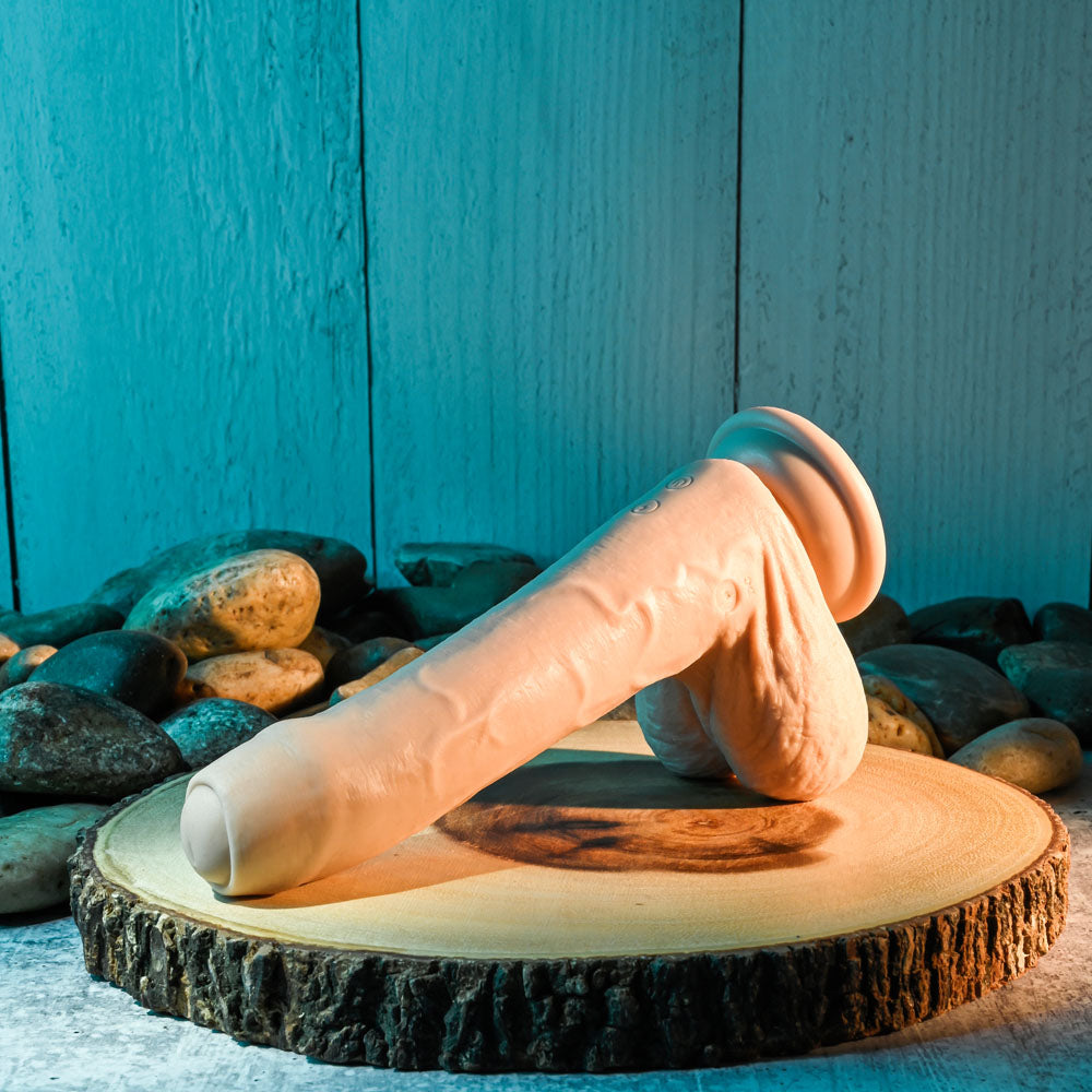 Evolved PEEK A BOO VIBRATING DILDO LIGHT - 20.3 cm USB Rechargeable Vibrating Uncut Dong
