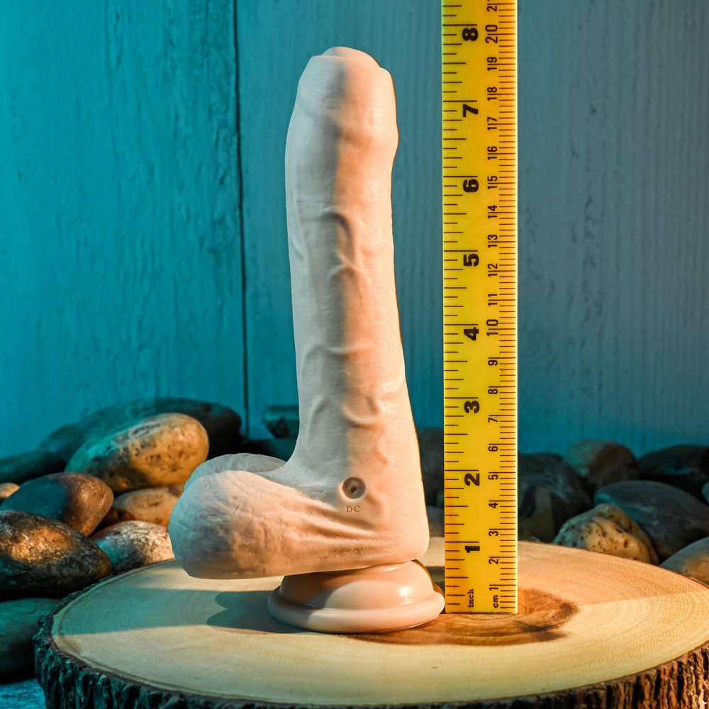 Evolved PEEK A BOO VIBRATING DILDO LIGHT - 20.3 cm USB Rechargeable Vibrating Uncut Dong