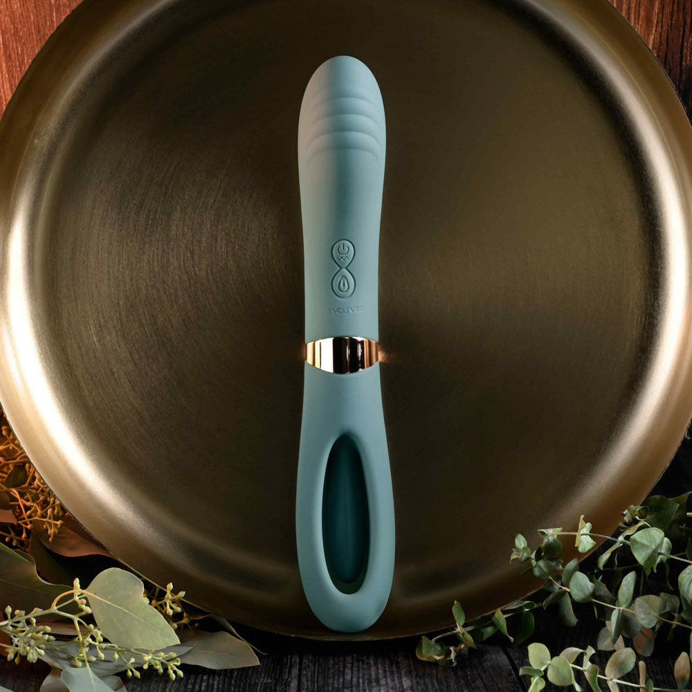Evolved CHICK FLICK - Olive 24 cm USB Rechargeable Vibrator with Flicking Tip