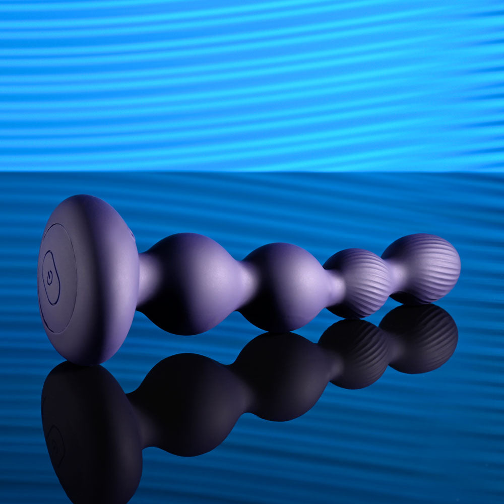 Evolved PLEASURE ORBIT - Navy 17.8 cm USB Rechargeable Twirling & Vibrating Anal Beads with Remote