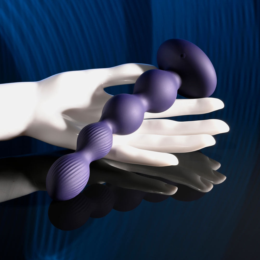 Evolved PLEASURE ORBIT - Navy 17.8 cm USB Rechargeable Twirling & Vibrating Anal Beads with Remote