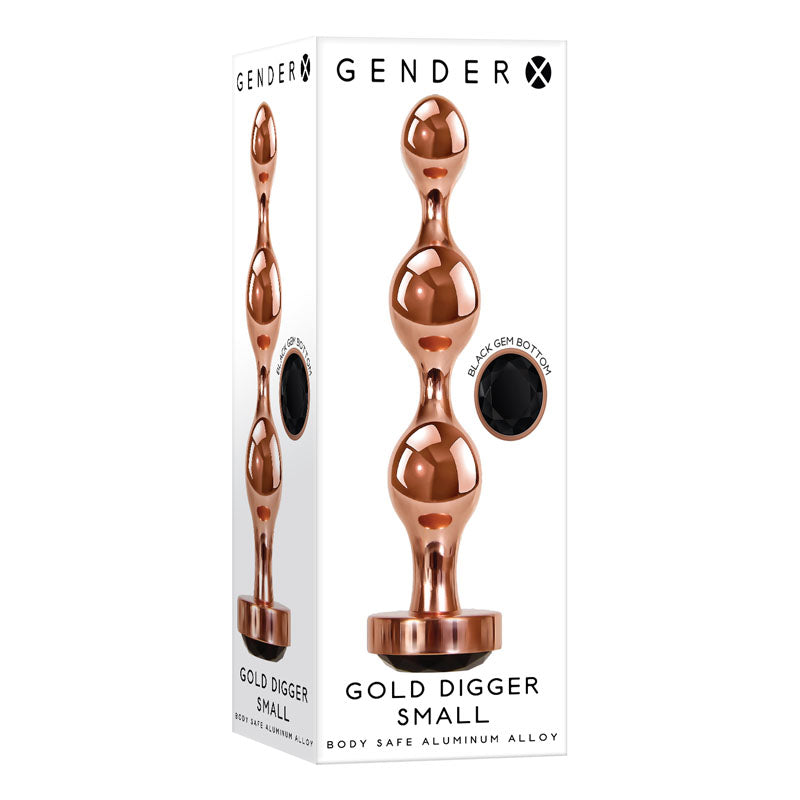 Gender X GOLD DIGGER SMALL - Small Butt Plug with Black Gem Base