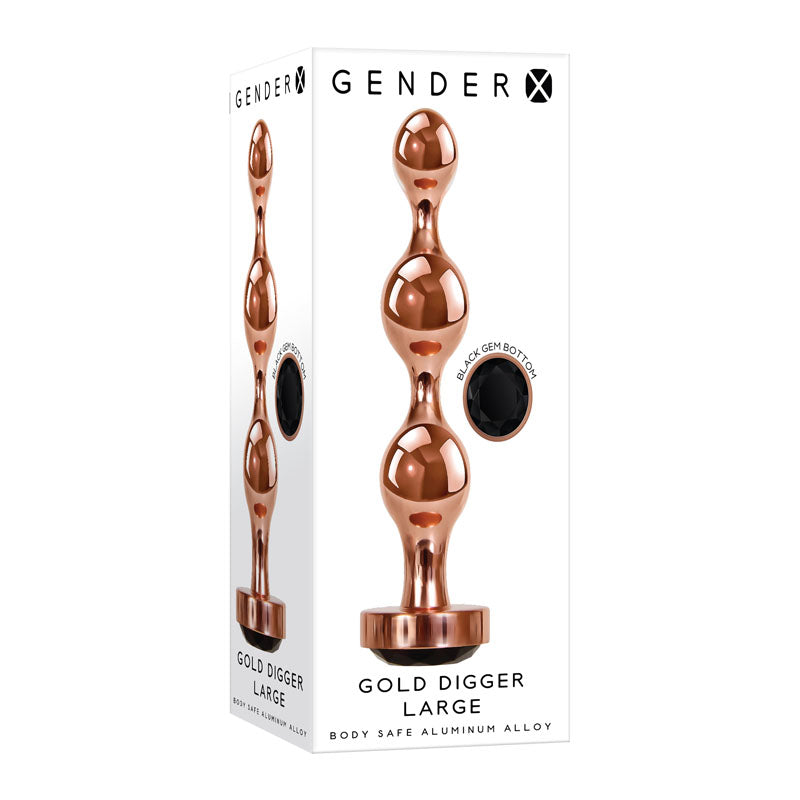 Gender X GOLD DIGGER Large - Large Butt Plug with Black Gem Base
