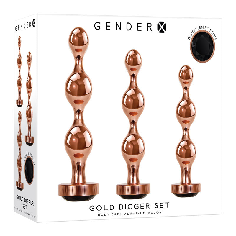 Gender X GOLD DIGGER SET - Metallic Butt Plugs - Set of 3 Sizes