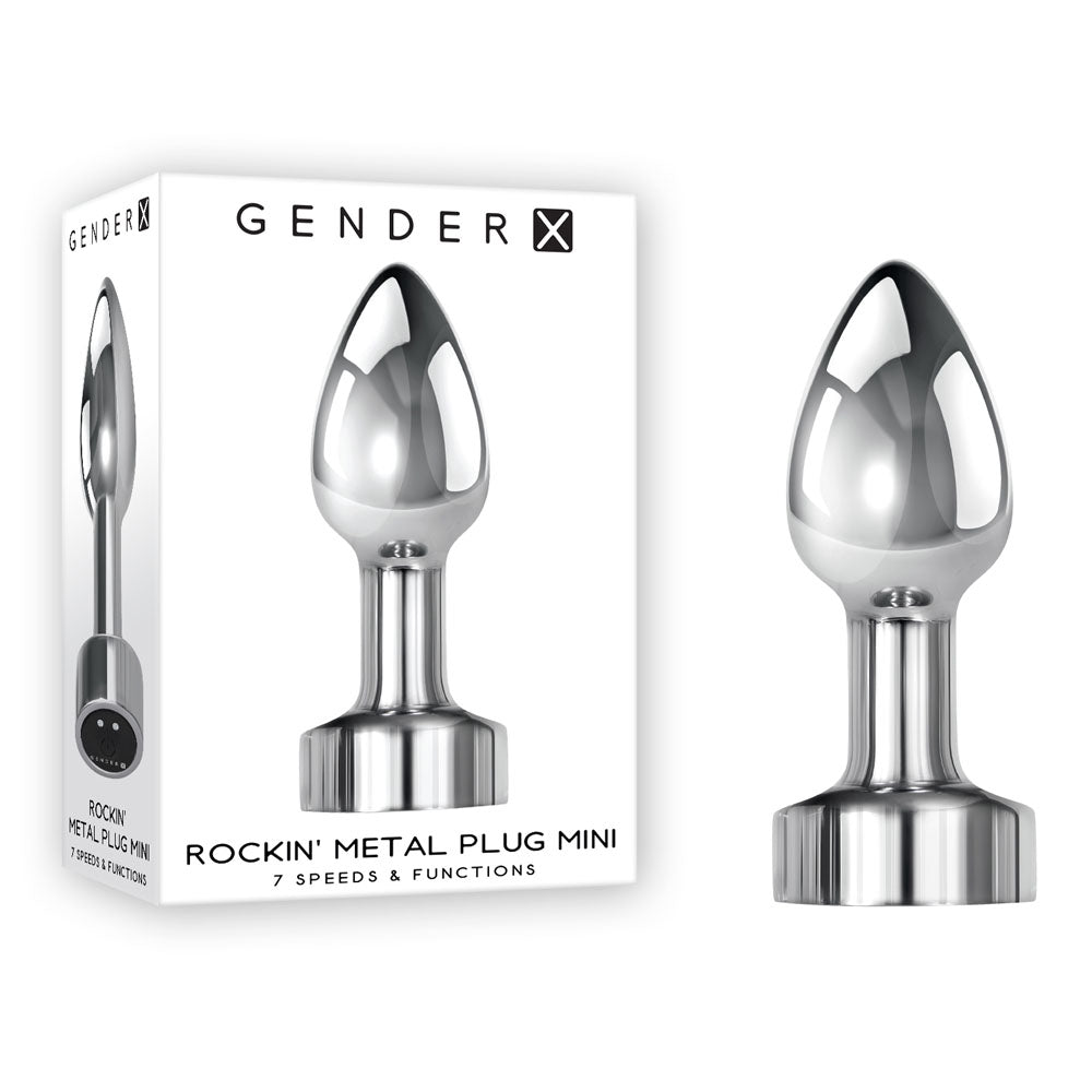Gender X ROCKIN METAL PLUG MINI - 7.8 cm USB Rechargeable Vibrating Mini Butt Plug