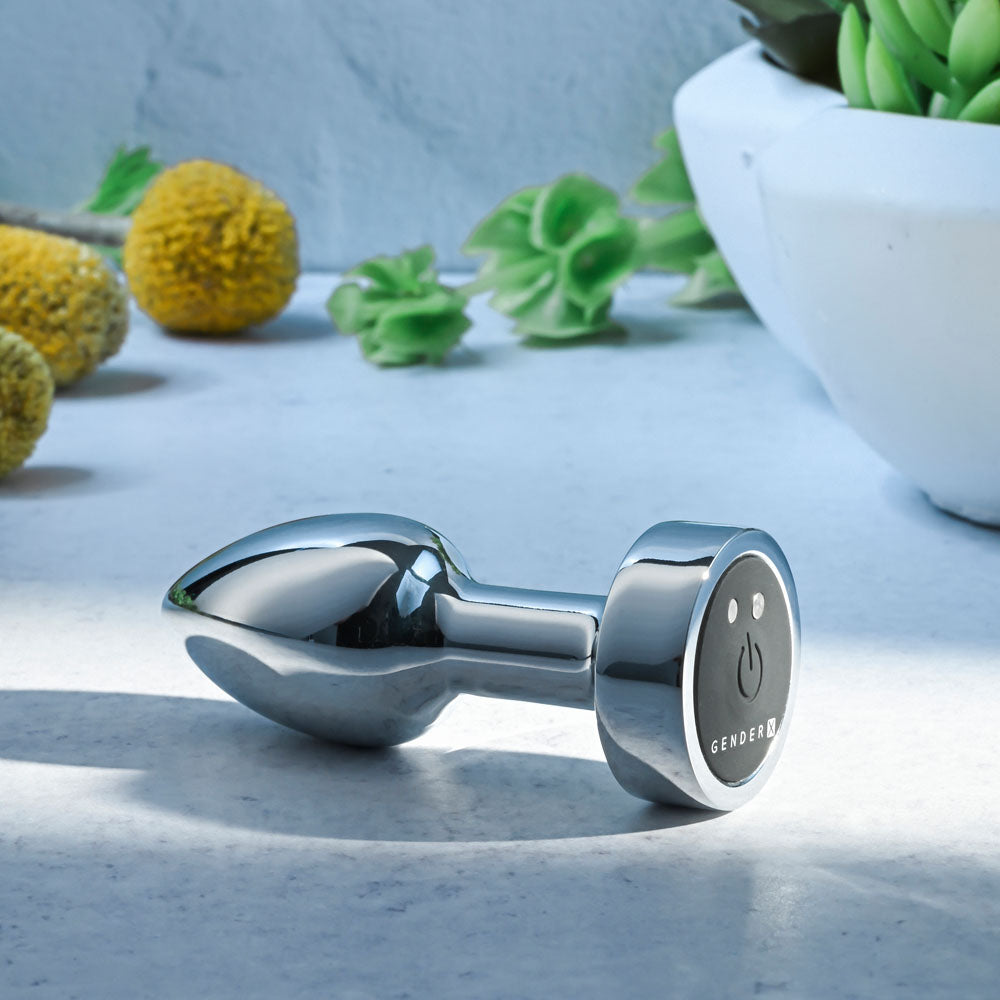 Gender X ROCKIN METAL PLUG MINI - 7.8 cm USB Rechargeable Vibrating Mini Butt Plug