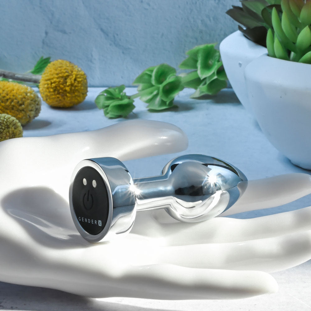 Gender X ROCKIN METAL PLUG MINI - 7.8 cm USB Rechargeable Vibrating Mini Butt Plug