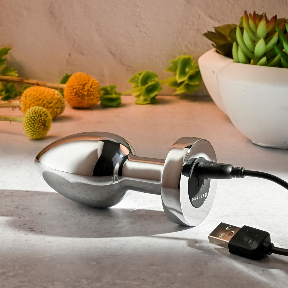Gender X ROCKIN METAL PLUG XL - 10.5 cm USB Rechargeable Vibrating XL Butt Plug