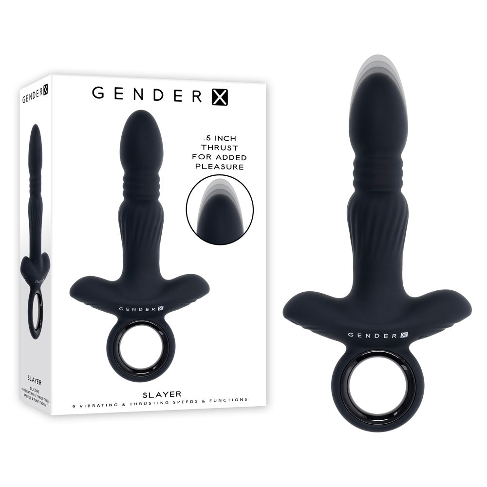 Gender X SLAYER - 20 cm USB Rechargeable Thrusting Vibrating Butt Plug