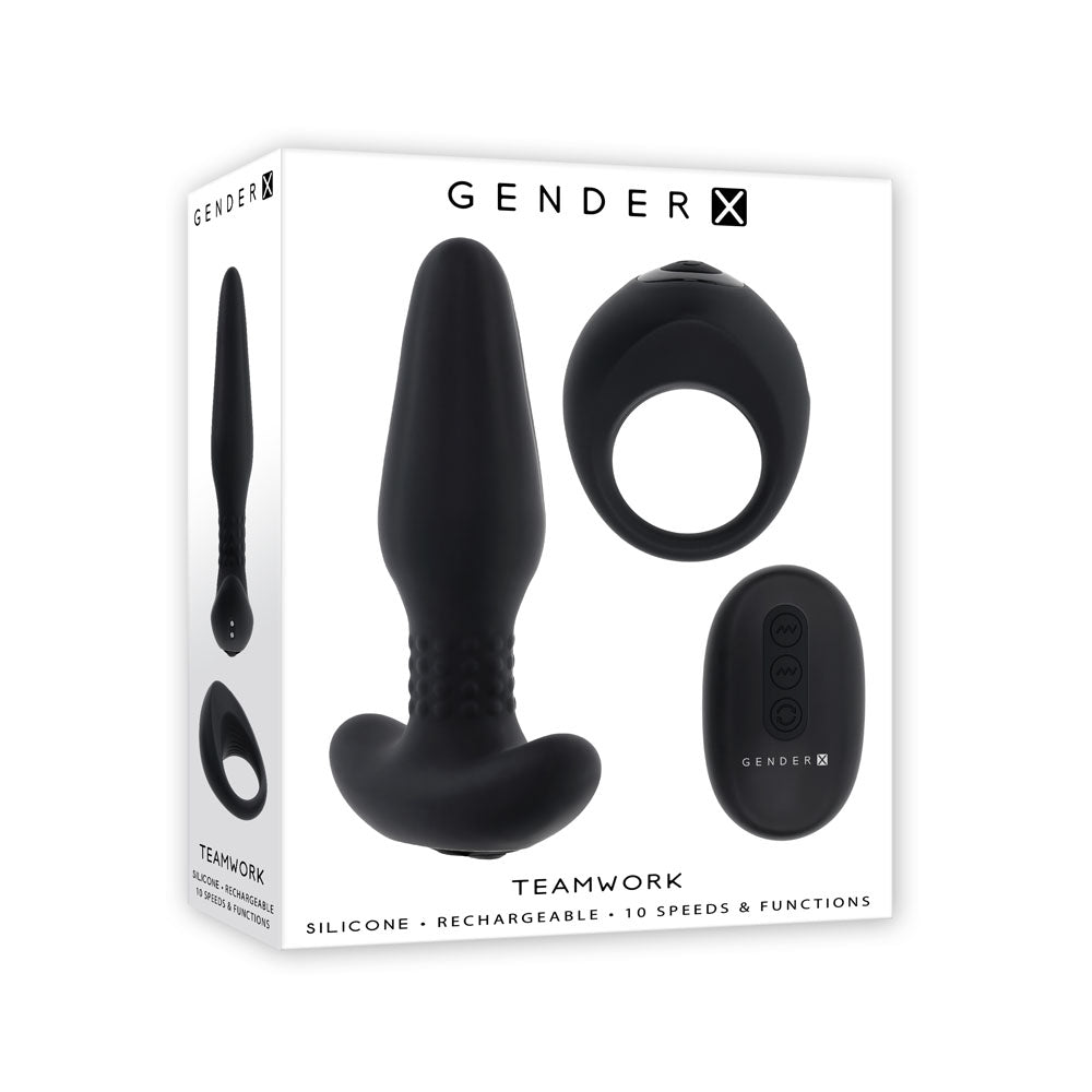 Gender X TEAMWORK - USB Rechargeable Rimming Butt Plug & Vibrating Cock Ring