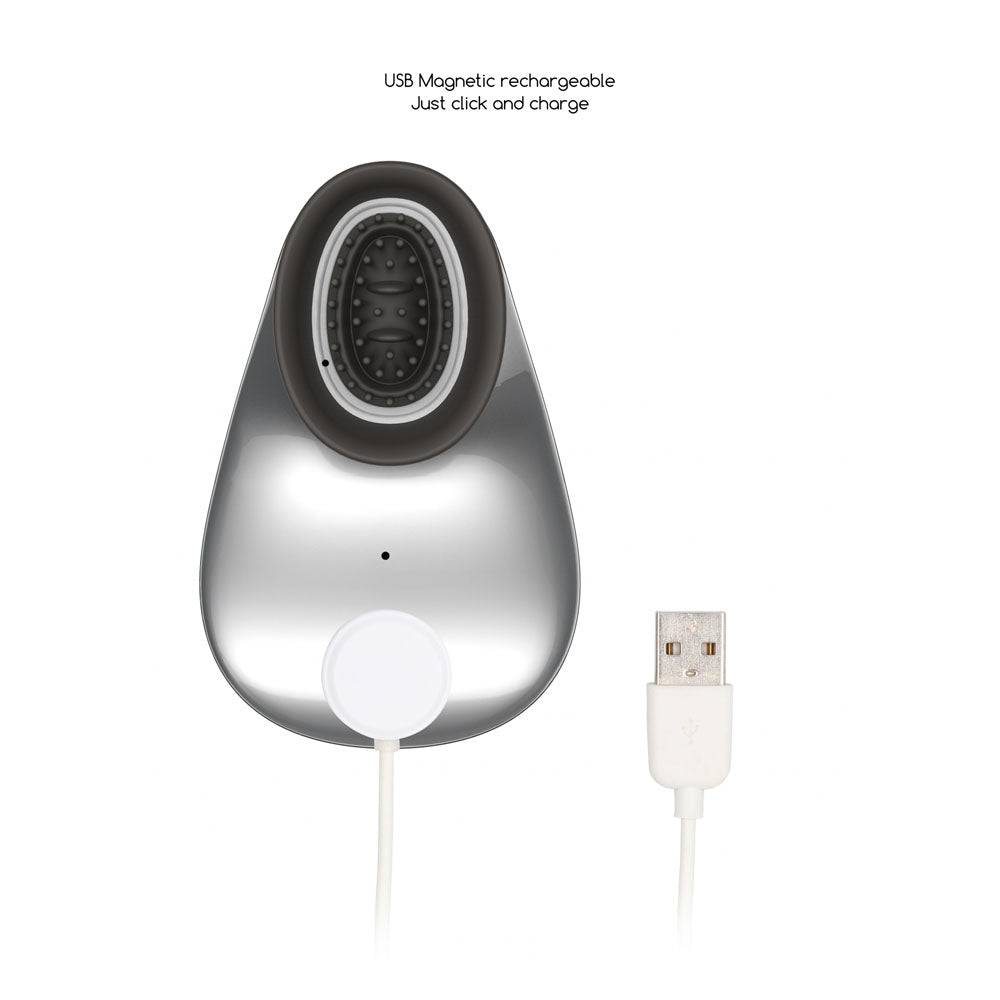 Twitch 1 - Silver - Silver USB Rechargeable Suction Vibrator