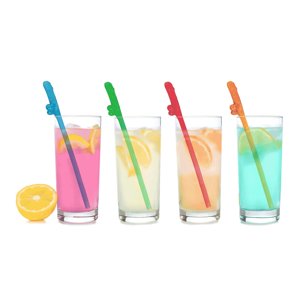 Super Fun Penis Party Straws - - Multi Dicky Straws - 8 Pack