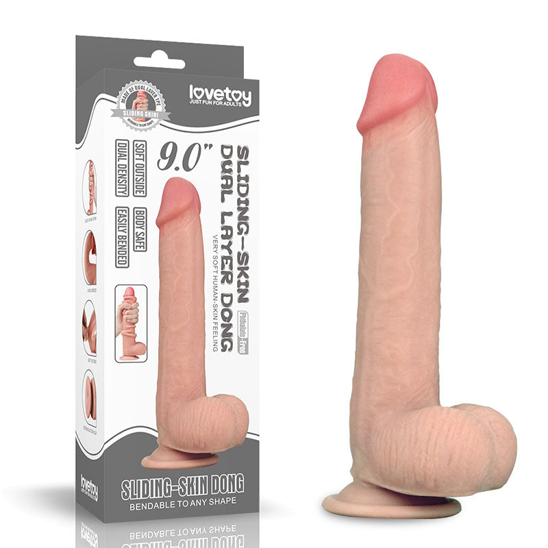 Sliding Skin Dual Layer Dong - 23 cm (9'') Dong with Flexible Skin