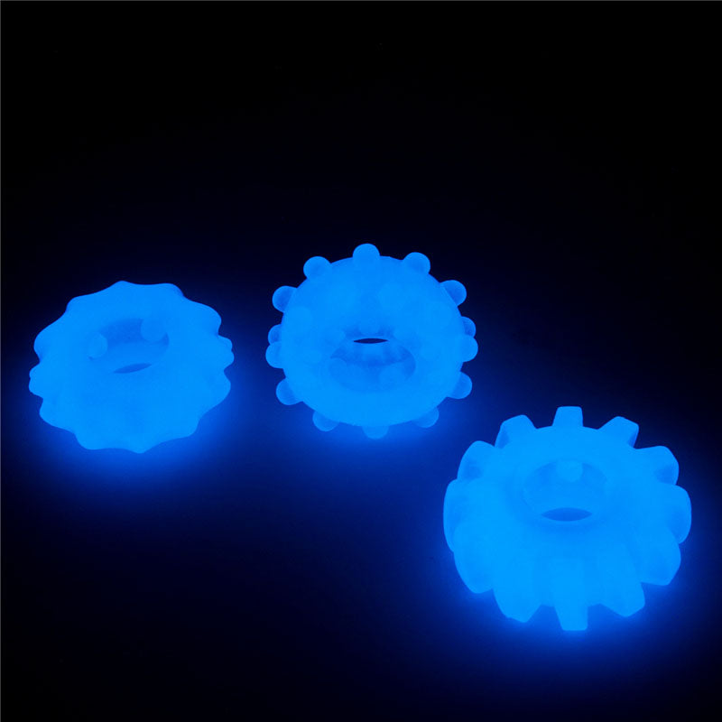 Lumino Play Penis Rings 3 Pack - Glow in the Dark Cock Rings - Set of 3