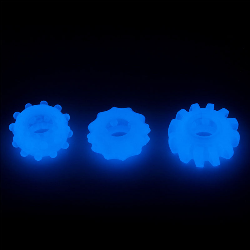 Lumino Play Penis Rings 3 Pack - Glow in the Dark Cock Rings - Set of 3