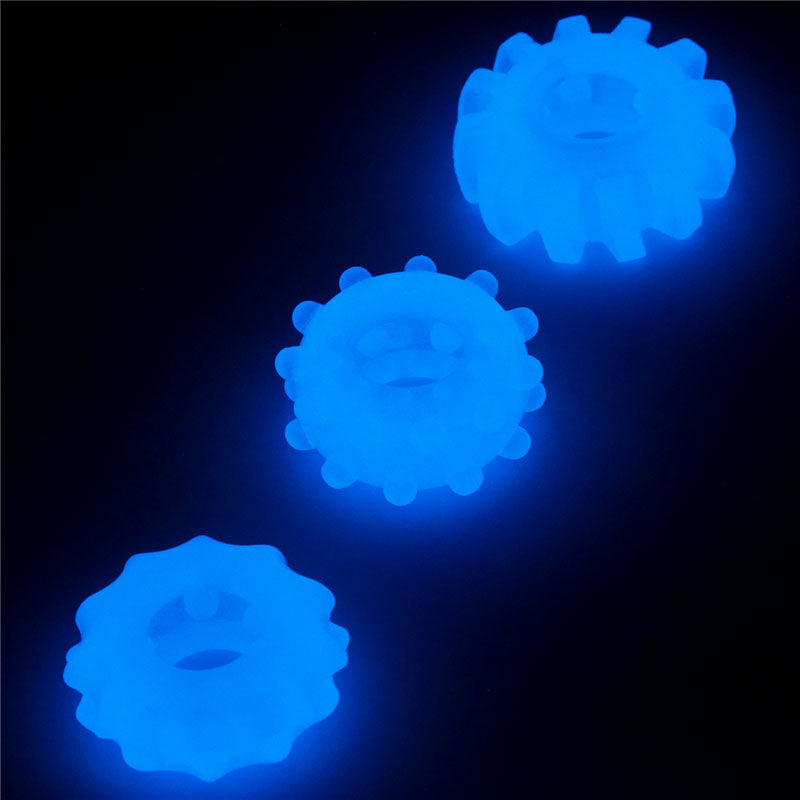 Lumino Play Penis Rings 3 Pack - Glow in the Dark Cock Rings - Set of 3