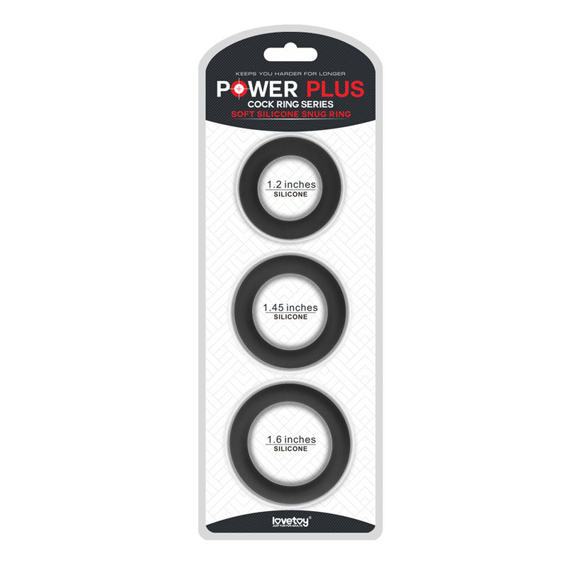 Power Plus Soft Silicone Snug Ring - Cock Rings - Set of 3 Sizes