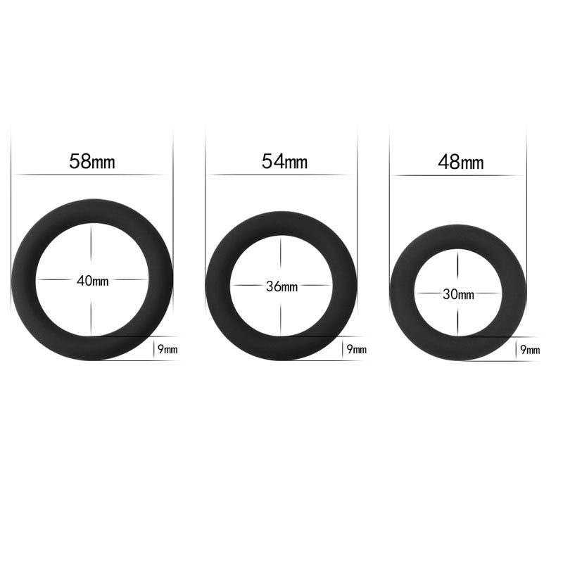 Power Plus Soft Silicone Snug Ring - Cock Rings - Set of 3 Sizes