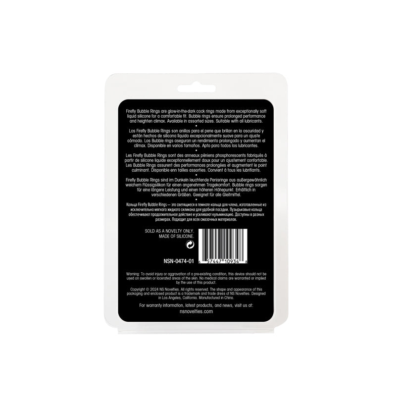 Firefly - 3pc Bubble Rings - - Glow in Dark Cock Rings - Set of 3 Sizes