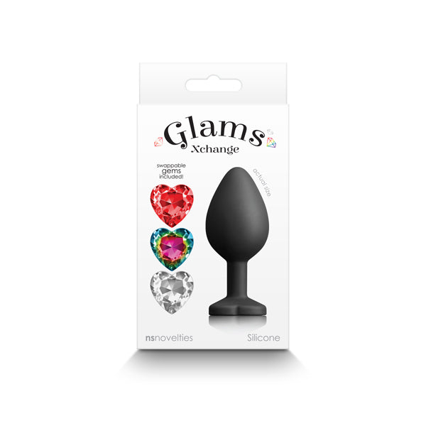Glams Xchange Heart - Medium - Medium Butt Plug with Interchangeable Heart Gems
