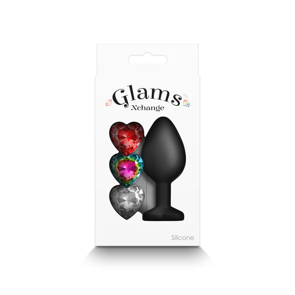 Glams Xchange Heart - Medium - Medium Butt Plug with Interchangeable Heart Gems
